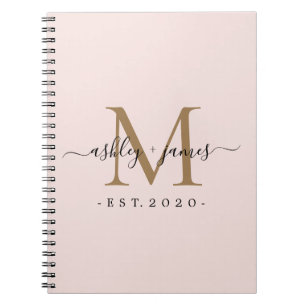 Nyligen framträdde Monogram Namn Year Guld Rosa Anteckningsbok