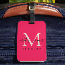 Nyligen framträdde Monogram Namn Year Rosa Ivory Bagagebricka