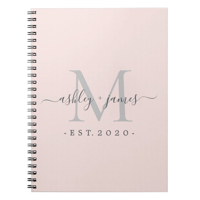 Nyligen framträdde Monogram Namn Year Silver Rosa Anteckningsbok (Framsidan)