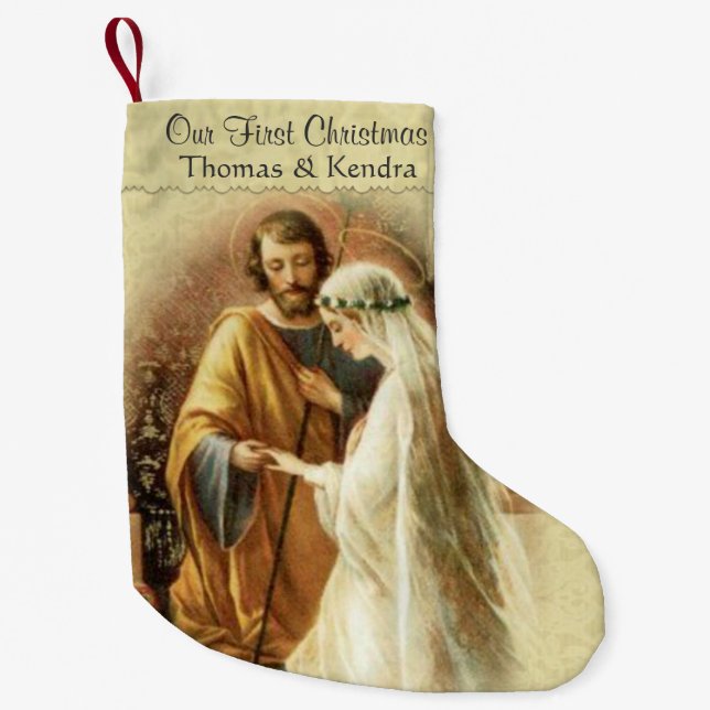 Nyligen gift första jultomten gift liten julstrumpa (Framsidan)