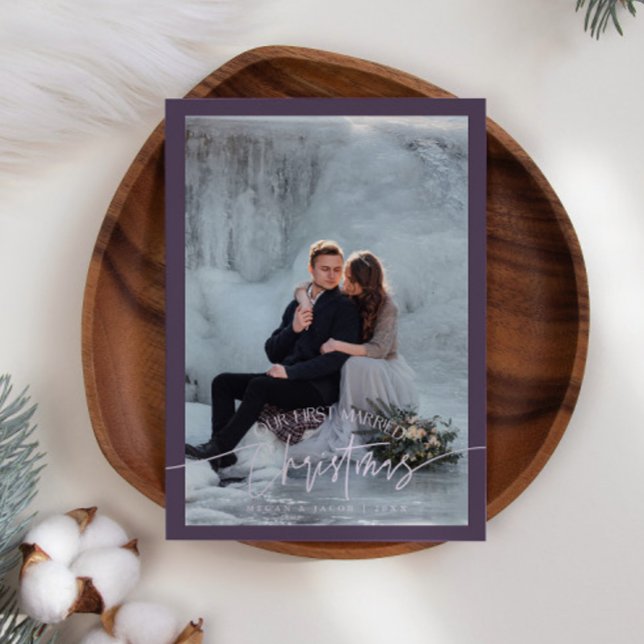 Nyligen gift fotoplommon, gift jul julkort (Skapare uppladdad)