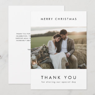 Nyligen gift, gift Tack, julfoto Julkort