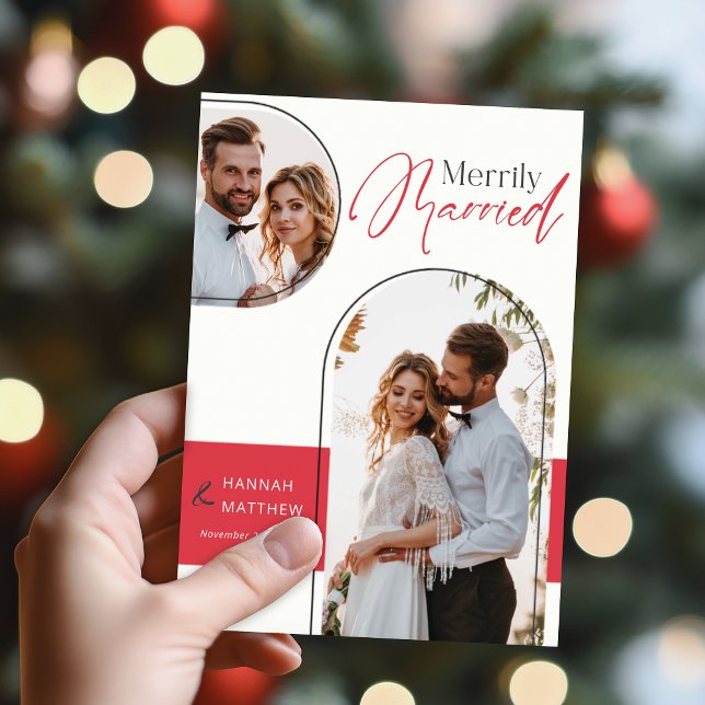 Nyligen gift Helgdag Black Red Julkort (Skapare uppladdad)