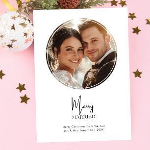 Nyligen gift Merry Married jul Oval Photo Julkort