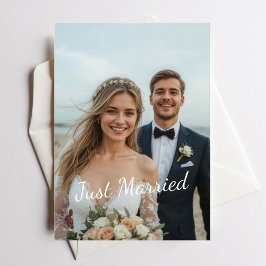 Nyligen Gifta Elegant Bröllopsfoto Anmälan Inbjudningar