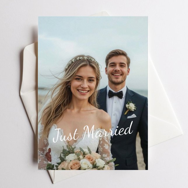 Nyligen Gifta Elegant Bröllopsfoto Anmälan Inbjudningar (Skapare uppladdad)