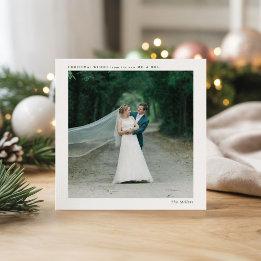 Nyligen Gifta Enkla Fyrkantiga Enstaka Foto  Julkort