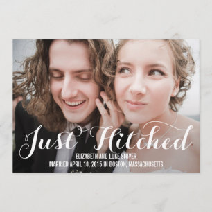 Nyligen Hitched Bröllop-meddelande - vit Inbjudningar