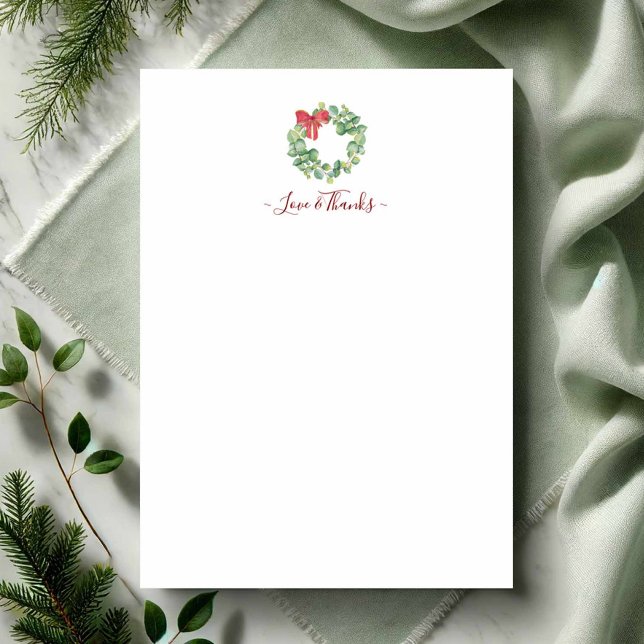 Nyligen jul - tack för dina kort (Personalized Christmas notecards watercolor wreath art by Victoria Grigaliunas Do Tell A Belle)