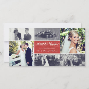 Nyligen jul-Weds Merry & Married Photo Collage Julkort