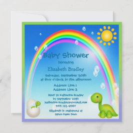 Nyligen kläckt Dinosaurregnbågebaby shower Inbjudningar