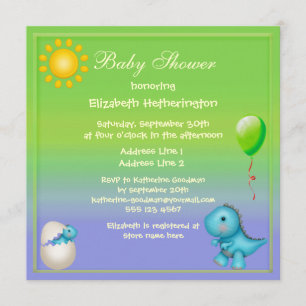Nyligen kläckt pojkeDinosaurbaby shower Inbjudningar