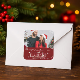 Nyligen läst Julrött merry och gift foto Fyrkantigt Klistermärke