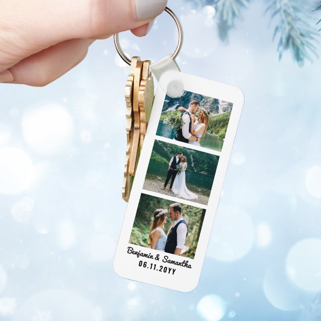 Nyligen liggande par Personlig Photo Booth Strip Nyckelring (Newlywed Couple Personalized Photo Booth Strip Keychain
)