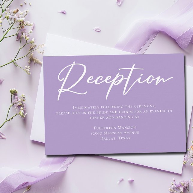 Nyligen Lilac Lila White Typography Reception Tilläggskort (Skapare uppladdad)
