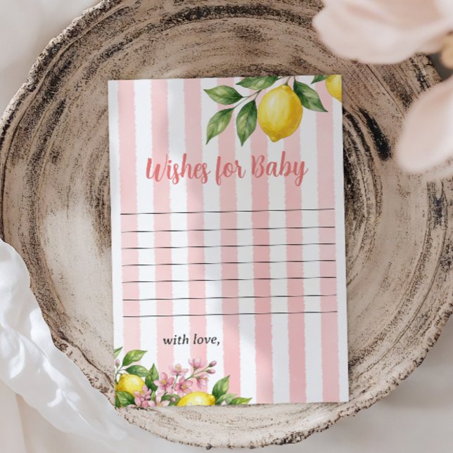 Nyligen Pressad Citron Baby Shower Önskningar Anteckningskort (Skapare uppladdad)
