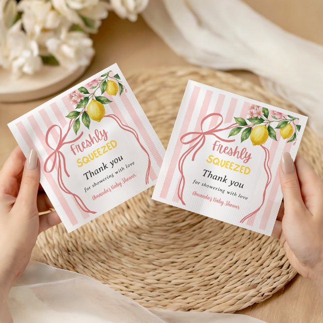 Nyligen Pressad Lemonad Båge Lemon Bebis Shower Pappersservett (Skapare uppladdad)
