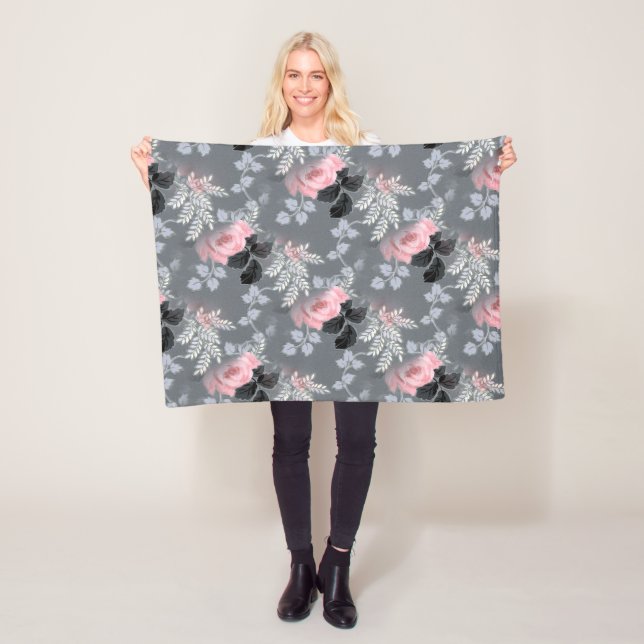 Nyligen Rosa ros Fleecefilt (På plats)