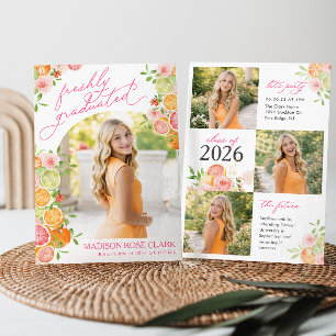 Nyligen Utexaminerad Blommig Citrus Utexaminerings Inbjudningar