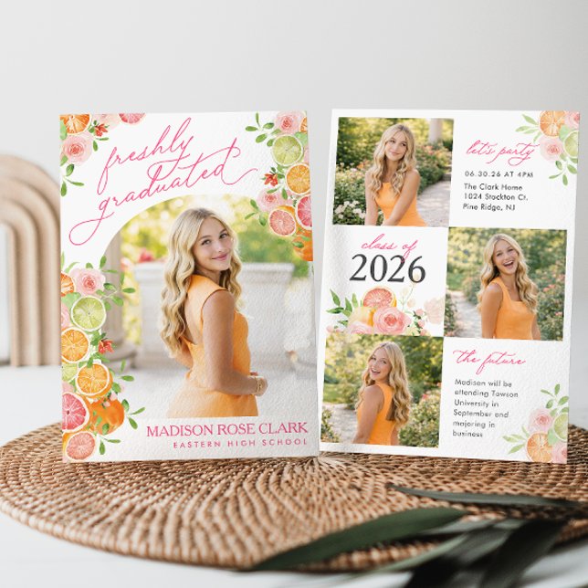 Nyligen Utexaminerad Blommig Citrus Utexaminerings Inbjudningar (Skapare uppladdad)