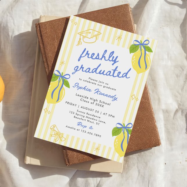 Nyligen Utexaminerad Citron Examenstillkännagivand Inbjudningar (Skapare uppladdad)