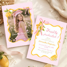 Nyligen Utexaminerad Citron Rosa bow förgraduation Inbjudningar