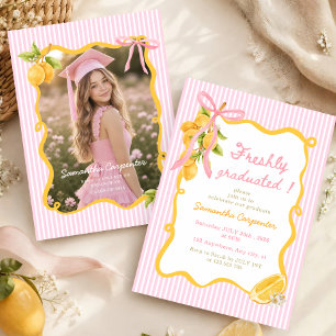 Nyligen Utexaminerad Citron Rosa bow förgraduation Inbjudningar