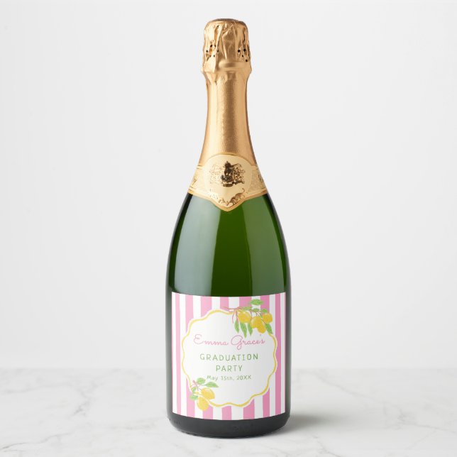 Nyligen Utexaminerad Lemon Rosa Ränder Examen (Framsida)