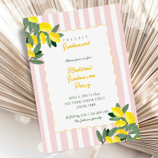 Nyligen Utexaminerad Lemon Stripe Examenfest Inbjudningar