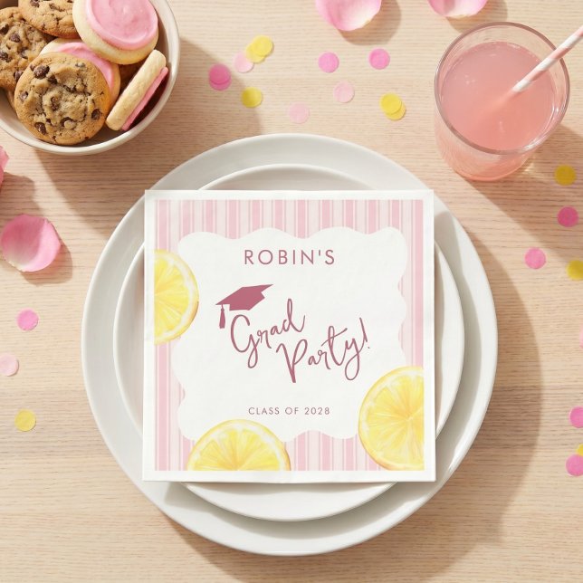 Nyligen Utexaminerad Lime Rosa Studentfest Pappersservett (Skapare uppladdad)