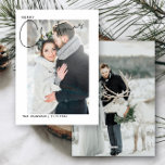 Nyligen vårdad första julklapp, 2 foto julkort<br><div class="desc">Det här vackra, moderna fotokortet i God jul Newlyed First jul Hand Lettered Namn 2 Photo Helgdag innehåller ditt lodrät bröllop-foto bakom ett vitt gräns. "Merry" i ord förekommer i utbrytarområdet gräns mode i den övre lämnat delen, följt av "jul" i ord i en vacker, fetstilterad typografi, båda i svart....</div>