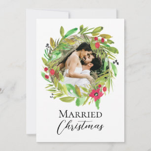 Nyligen vattenfärgad andedräkt Foto Married jul Julkort