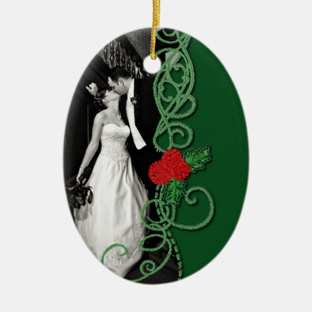 Nyligen Wed-ornament Julgransprydnad Keramik (Framsidan)