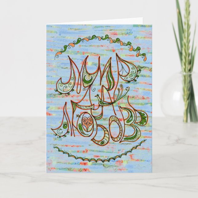 Nyligen Weds Folk Art Peace & Kärlek Wish på ryska Helgkort (Framsida)