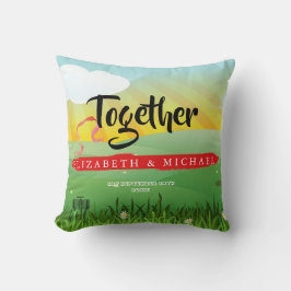 Nyligen Weds-minnesfestival i Bröllop Modern Rusti Kudde