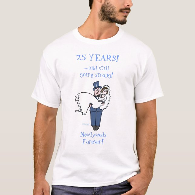 Nylmarnas nylning om Silver Bröllop Tee Shirt (Framsida)