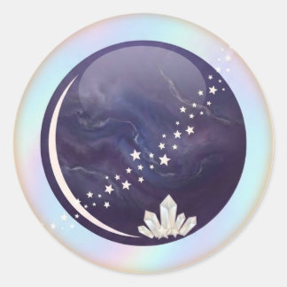 Nymåne Natt Himmel | Halvmåne Celestial Runt Klistermärke
