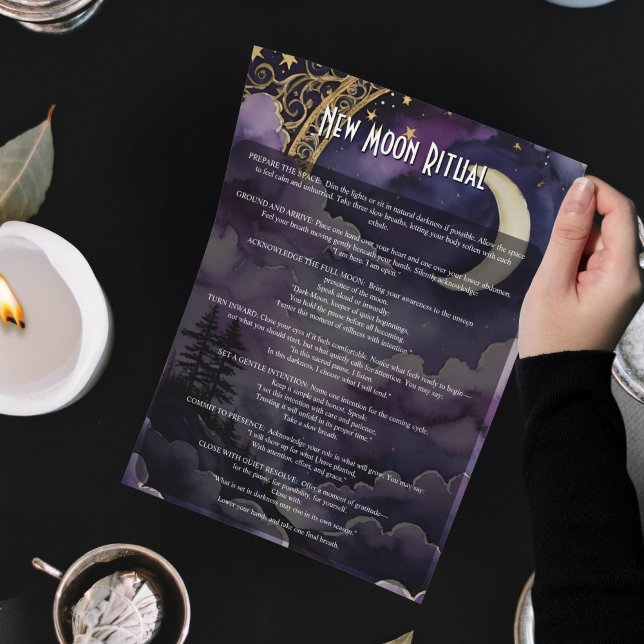 Nymåne-ritual hedniskt bönerbok skuggor poster (New Moon Ritual Pagan Prayer Book of shadows Poster)