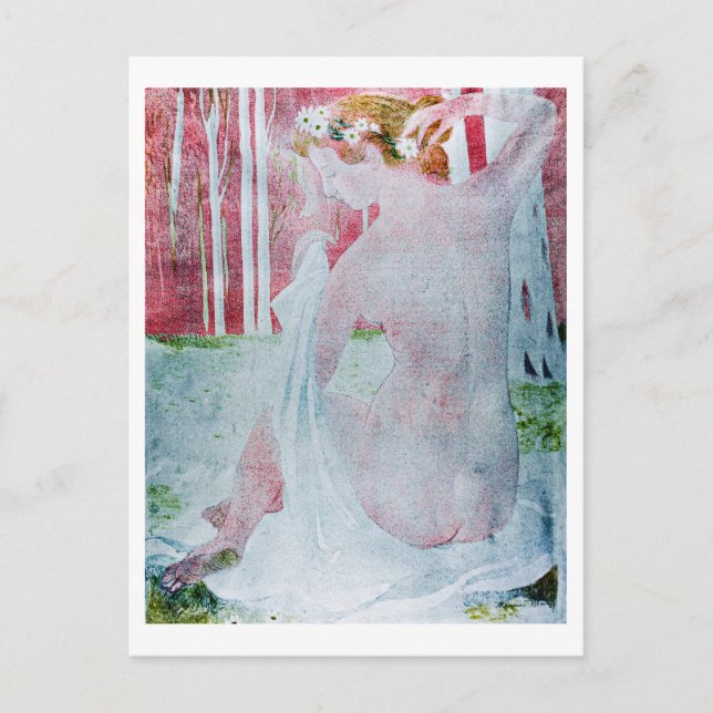 Nymf krönt med tusenskönor, Maurice Denis Vykort (Framsida)