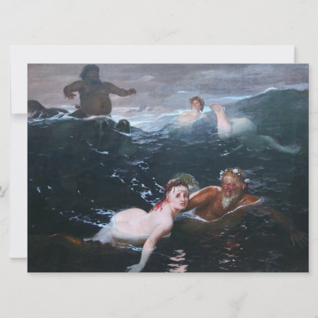 Nymfer och Satyrer som leker i vågorna Kort (Framsida)