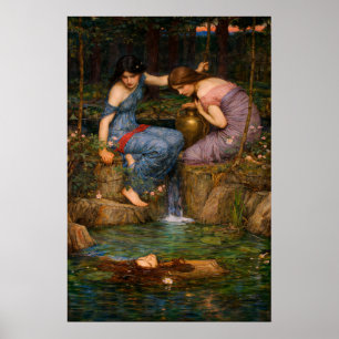 Nymfer som hittar huvudet på Orfeus av Waterhouse Poster