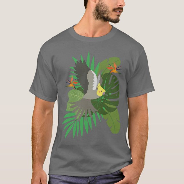 Nymfparakit med blad t shirt (Framsida)