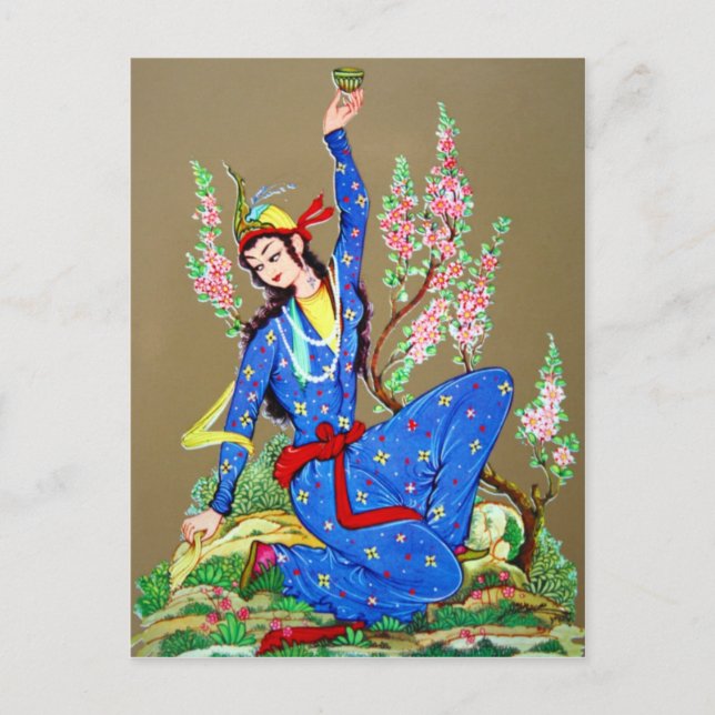 Nymph med kopp-vykort för drickande vykort (Framsida)