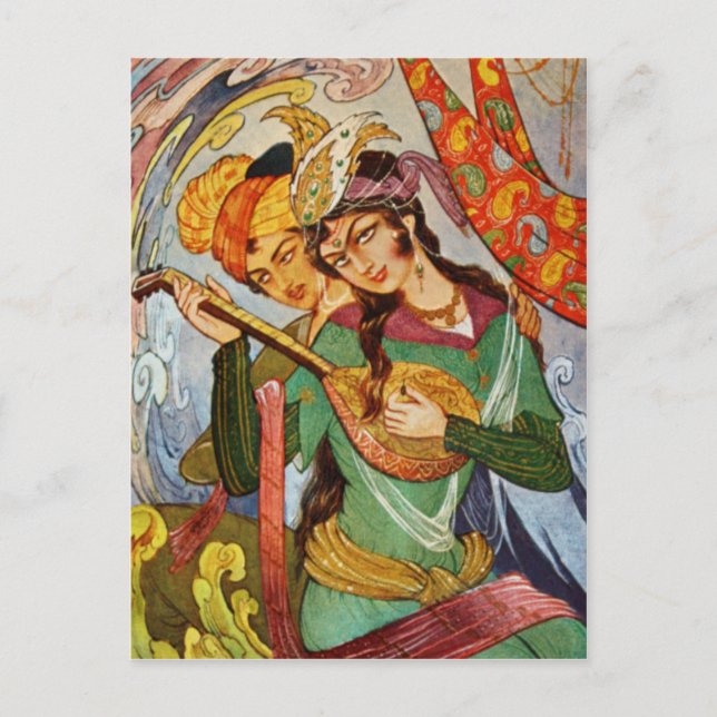 Nymph med vykort (Framsida)