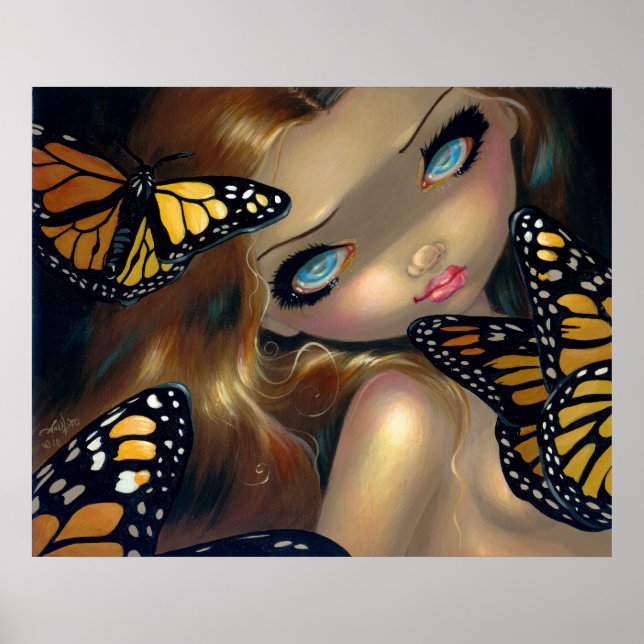 Nymph with Monarchs ART PRINT butterfly fairy Poster (Framsidan)