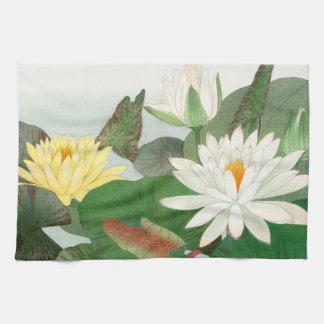 Nymphaea lotus, japanskt träsnitt, 1917 kökshandduk