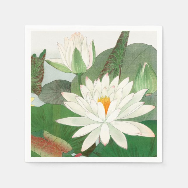 Nymphaea lotus, japanskt träsnitt, 1917 pappersservett (Framsidan)