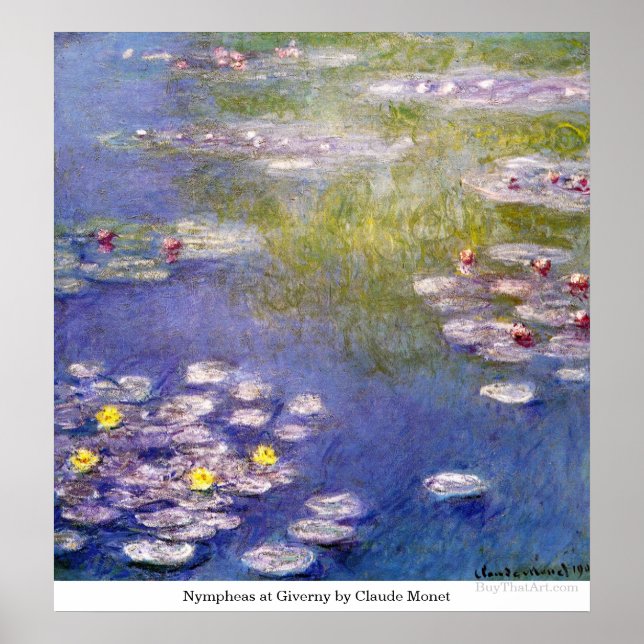 Nympheas på Giverny av Claude Monet Poster (Framsidan)