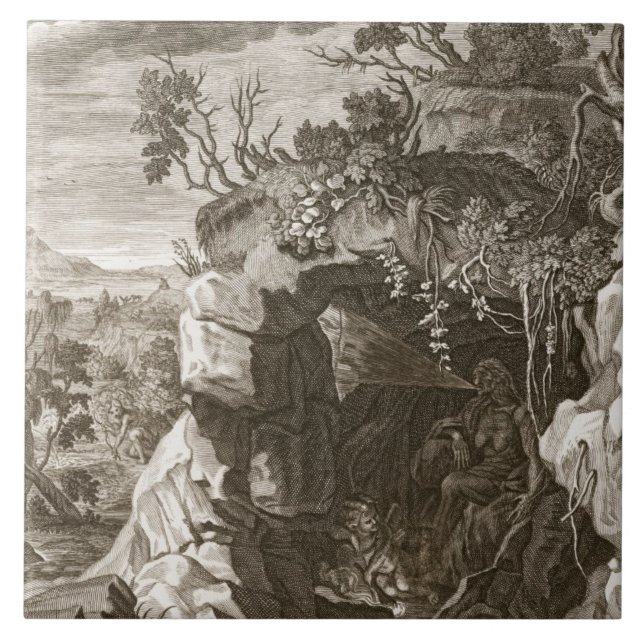Nymphen ekar ändrande in i ljud, 1731 (gravyr kakelplatta (Framsidan)