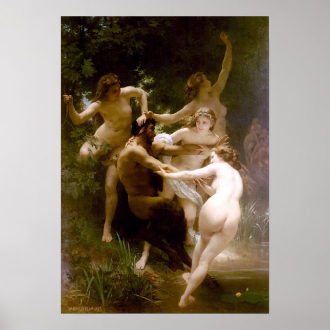 Nymphs and Satyr, William-Adolphe Bouguereau Poster (Framsidan)